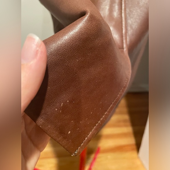 Vintage Chocolate Brown Leather Mini Skirt By Renaissance - Picture 2 of 12